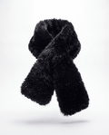La Bayard Starry Black crossed, shimmering black faux fur scarf