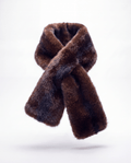 La Bayard Chocolate crossed, chocolate brown faux fur scarf