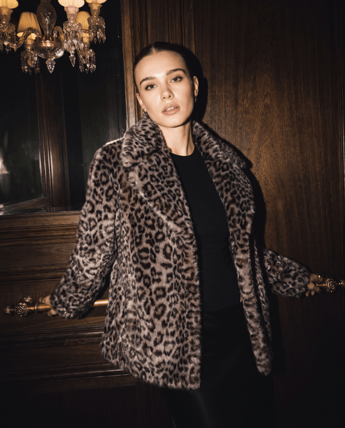La Houdon - Veste fourrure femme léopard - Maison Quivernay