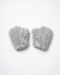Les Bonaparte Polar Grey laid flat, light gray long-pile faux fur fingerless gloves
