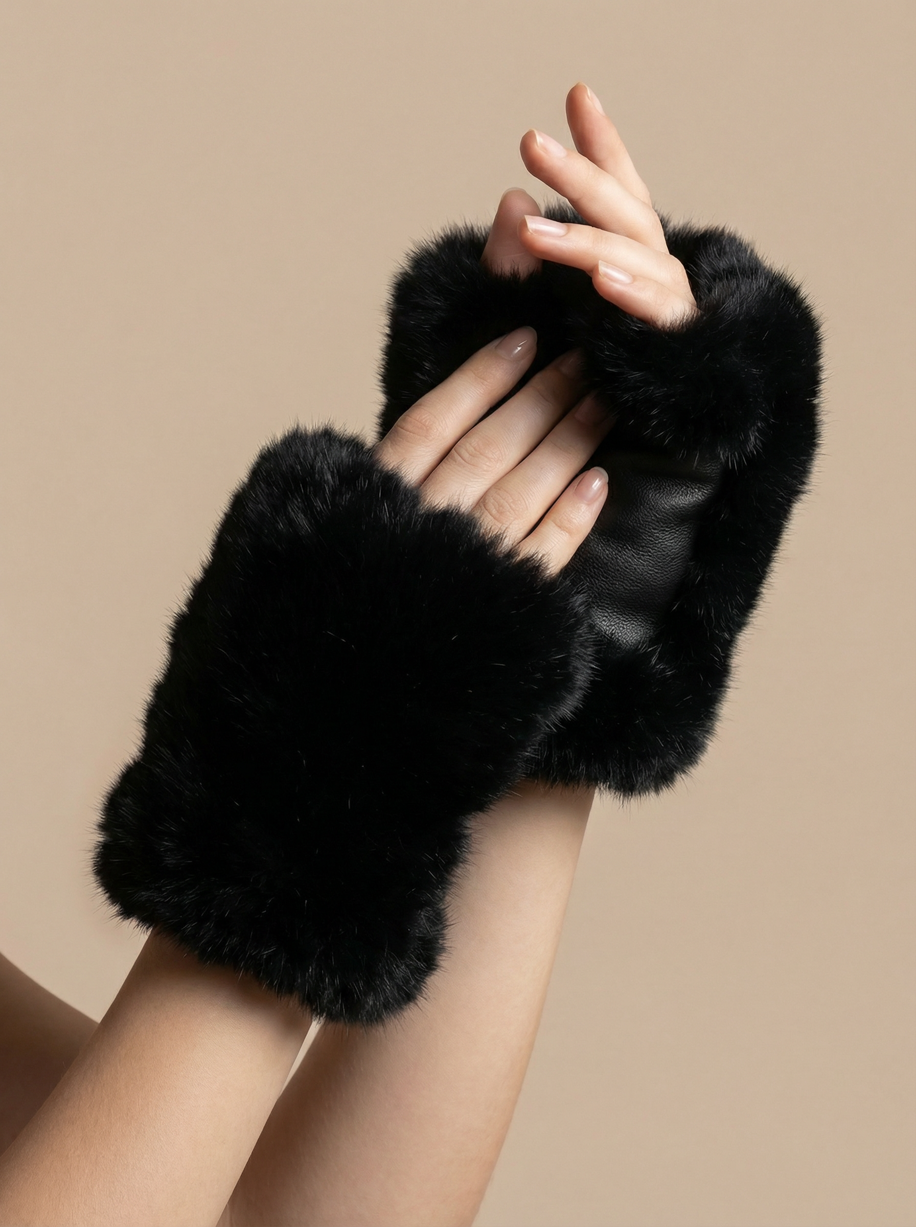 mitaines noir femme hiver